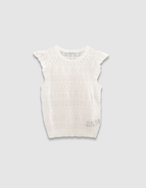 Witte korte mouwloze trui fantasietricot Dames - IKKS