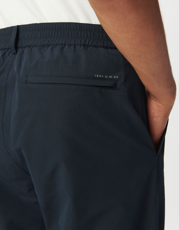 Men&rsquo;s navy seersucker JOGGER trousers-4