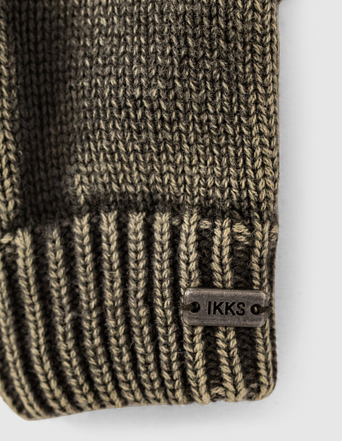 Boys’ bronze stonewashed-look ribbed knit gloves  - IKKS