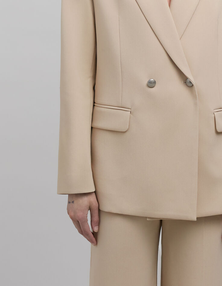 Women's beige recycled polyester suit jacket-5 Women's beige recycled polyester suit jacket-5