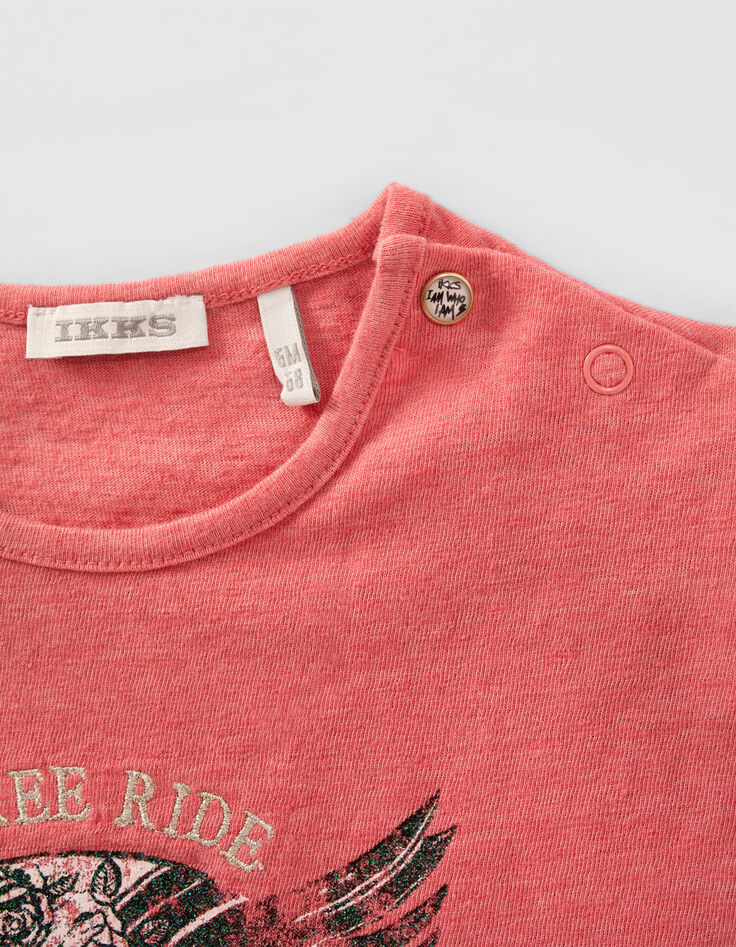 Baby girls’ red T-shirt with winged helmet-3