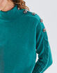 Women’s amazonite knit sweater with  shoulder buttons-3