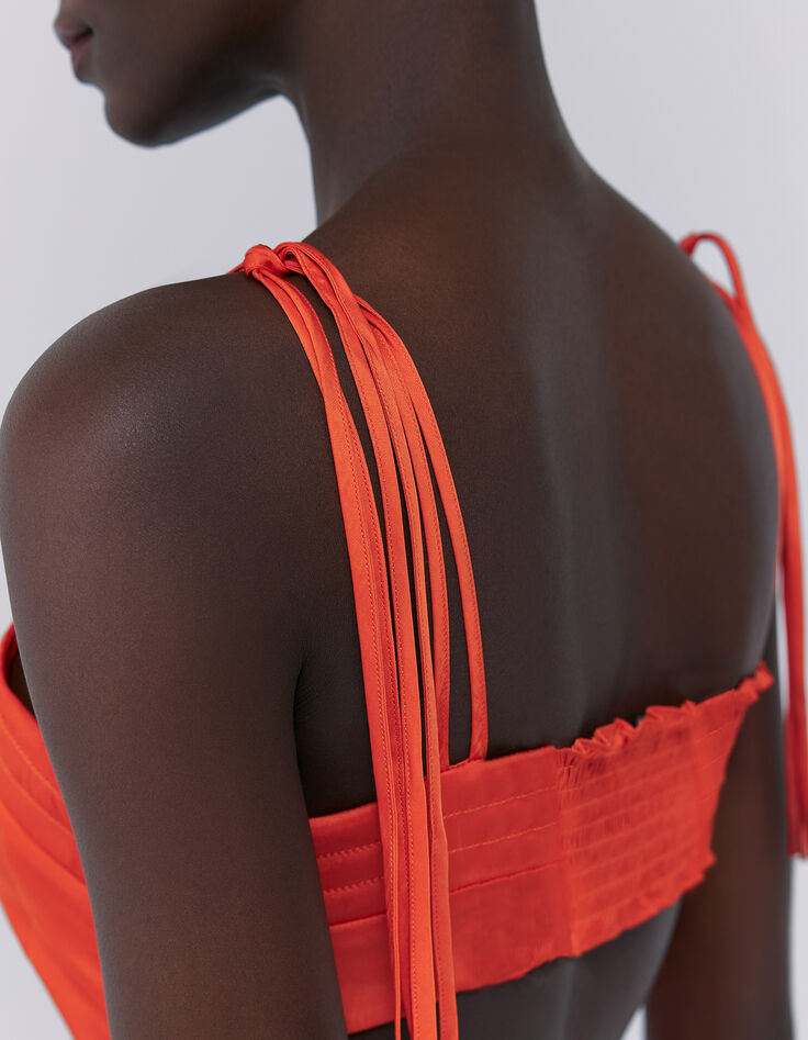 Robe longue asymétrique à dos échancré orange femme-3