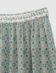 Jupe longue aqua imprimé fleurs fille-2