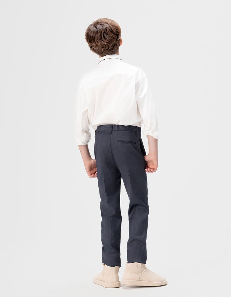 Camisa blanca con un rayo bordado en la tapeta de botones para niño-2