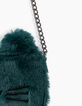 Entenblaue M&auml;dchenhandtasche aus Mischgewebe mit Katze-2