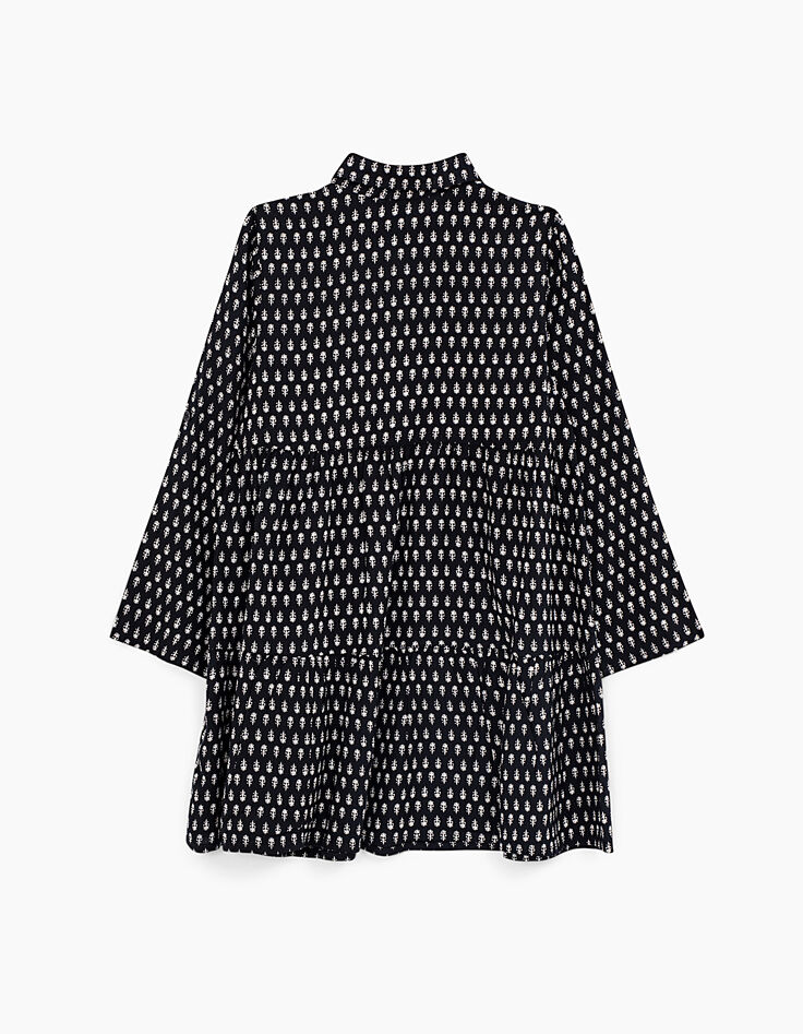 Girls’ black minimalist ethnic print shirt-dress-4