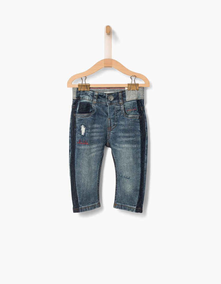 Jean confort bleu customisé bébé garçon-1