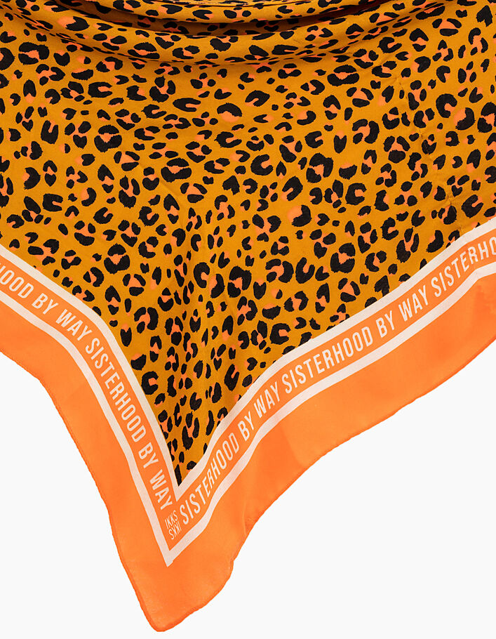 Oranger Neon-Mädchenschal mit Leopard Sisterhood - IKKS