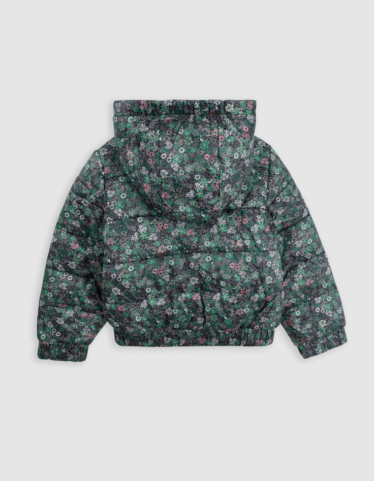 Wattierte khakifarbene Jacke für Mädchen mit Leo-Print-5