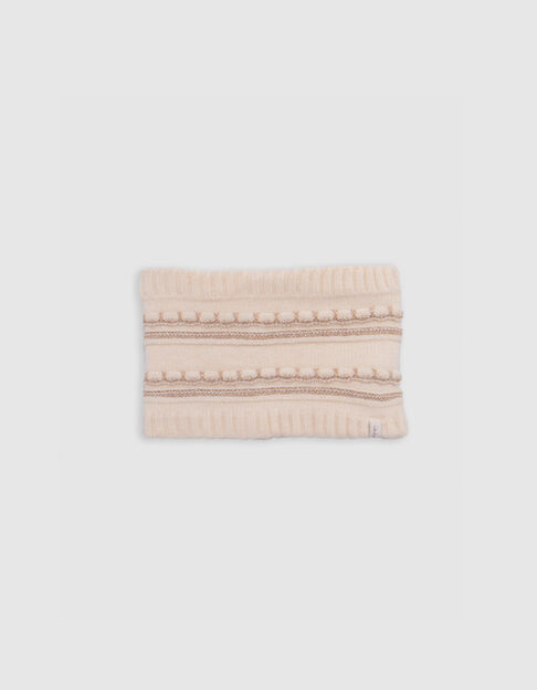 Snood &eacute;cru tricot fourr&eacute; rayures lurex b&eacute;b&eacute; fille - IKKS