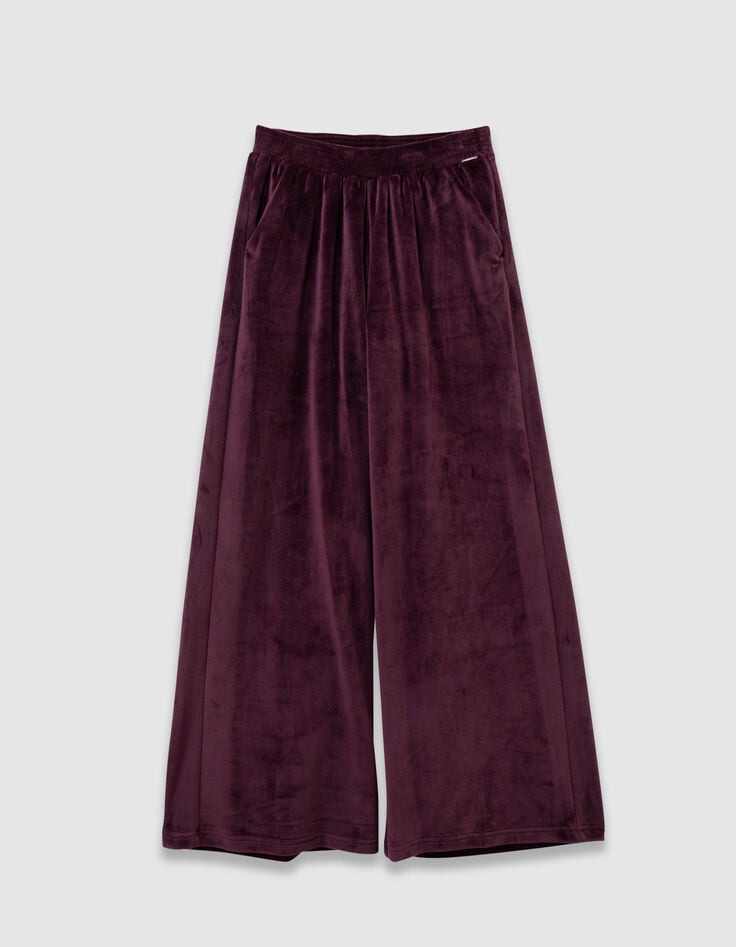 Girls’ burgundy velvet wide-leg joggers-3 Girls’ burgundy velvet wide-leg joggers-3