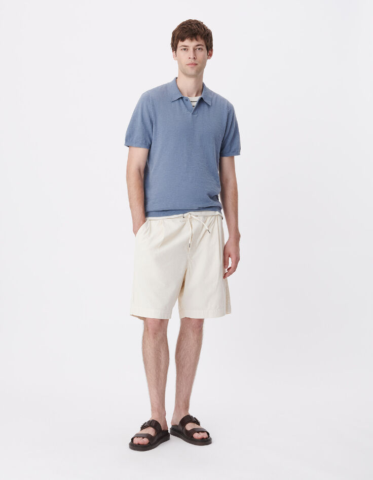 Men's white velvet milleraies Bermuda shorts-1