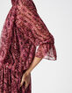 Robe courte bordeaux imprim&eacute; ikat Femme-5