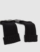 Guantes negros bimaterial piel y punto mujer-2