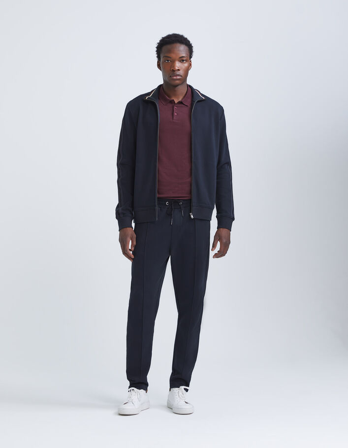 Cardigan marine maille piquée esprit sport Homme-6