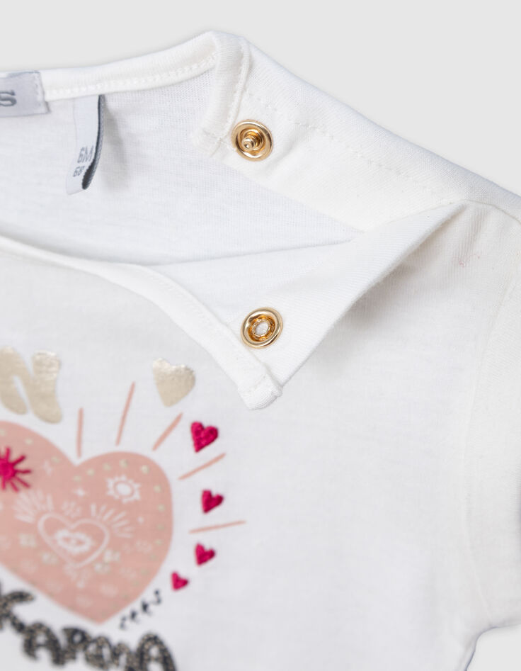White organic cotton T-shirt with message for girl-6