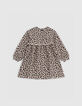 Robe sweat beige imprimé léopard fille-1 Robe sweat beige imprimé léopard fille-1