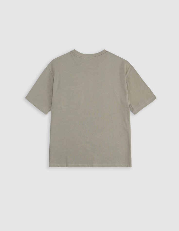 Khaki Jungen-T-Shirt, aufgesetzte Tasche, Stickerei-7