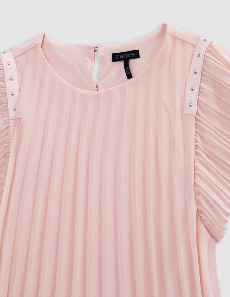 Robe rose plissée décor clous fille-3