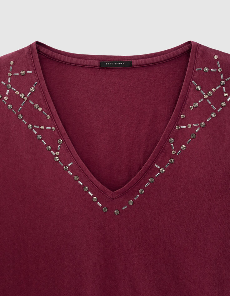 Women’s burgundy organic cotton long sleeve T-shirt-2