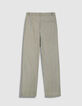 Pantalon de tailleur gris motif rayures roses Femme-7
