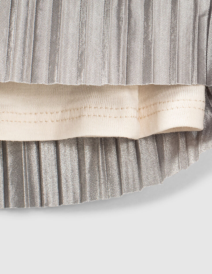 Baby girls’ ecru trompe-l'œil dress+pleated lurex skirt-5 Baby girls’ ecru trompe-l'œil dress+pleated lurex skirt-5