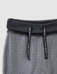Pantalon réversible gris chiné et rayé coton bio bébé-4