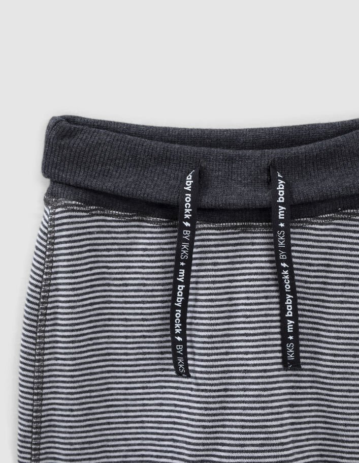 Pantalon réversible gris chiné et rayé coton bio bébé - IKKS