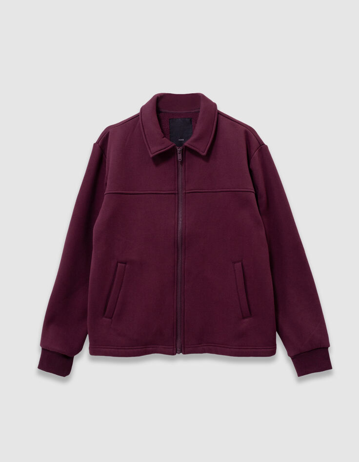 Cárdigan cremallera burdeos cuello camisero niño-1