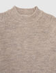 Pull vison tricot c&ocirc;tel&eacute; &agrave; col chemin&eacute;e Homme-2