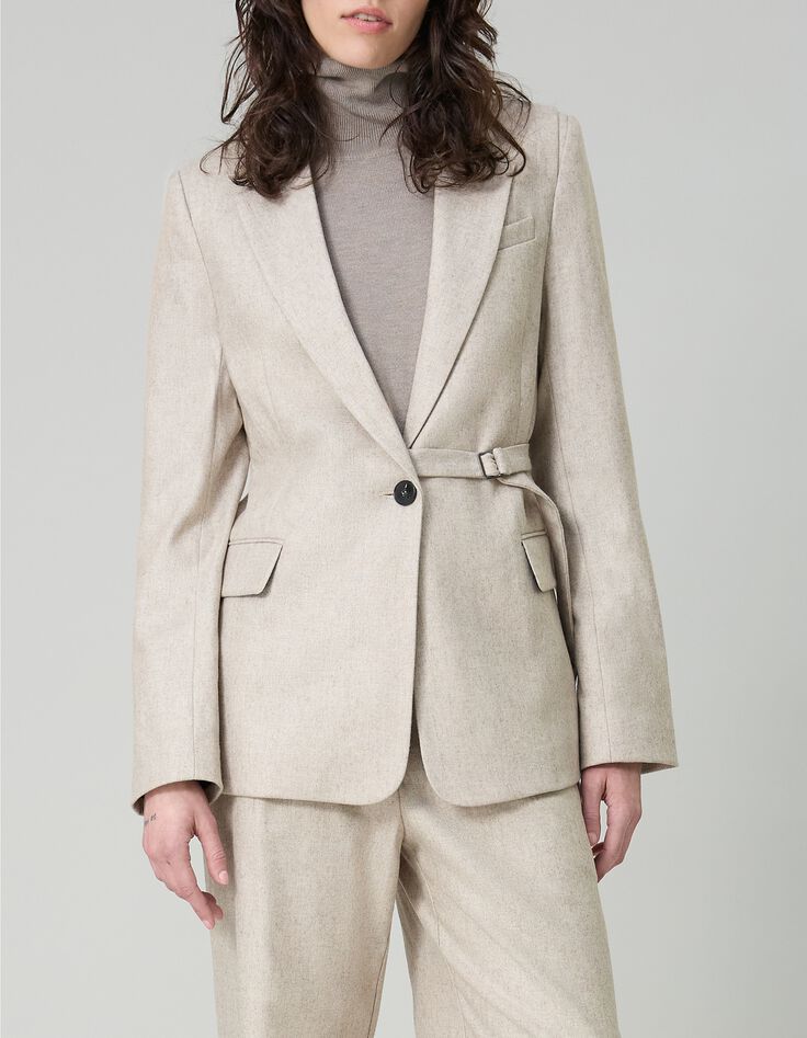Pure Edition-Veste de costume sésame flanelle Femme-5