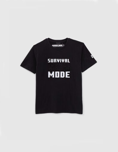 Zwart T-shirt reliëftekst MINECRAFT jongens - IKKS