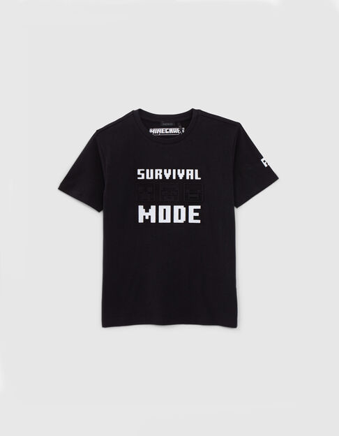 Zwart T-shirt reliëftekst MINECRAFT jongens Zwart T-shirt reliëftekst MINECRAFT jongens - IKKS