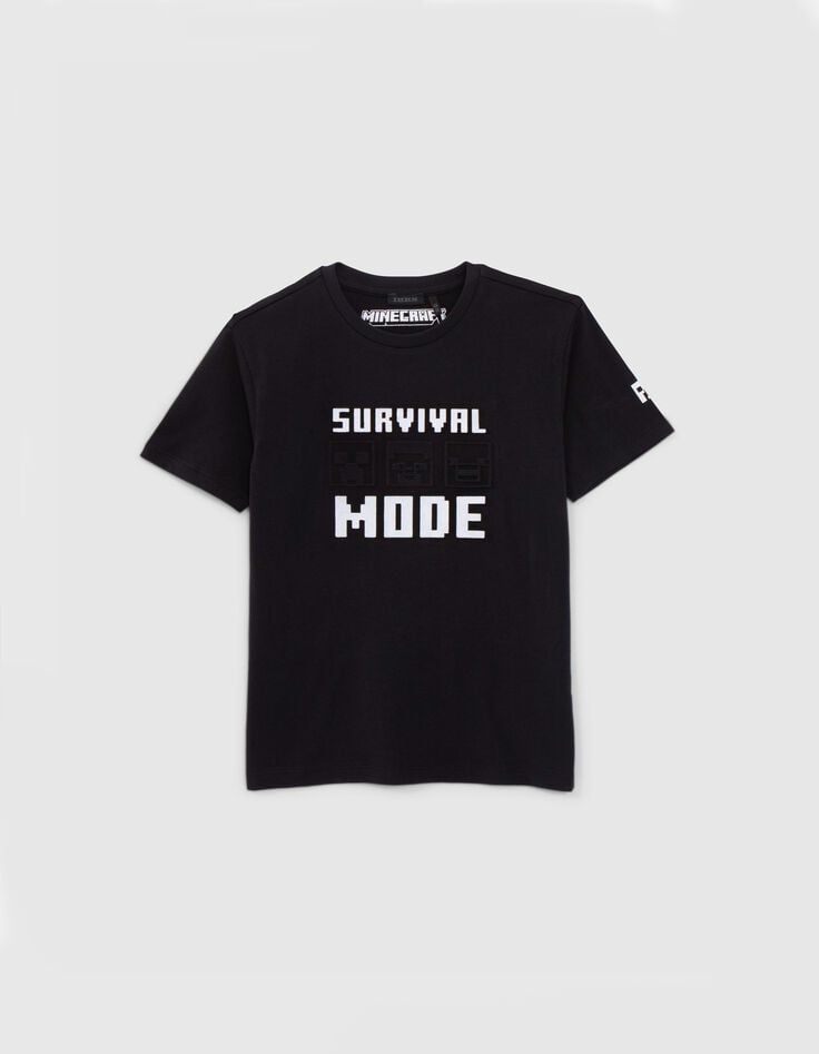Zwart T-shirt reliëftekst MINECRAFT jongens-1 Zwart T-shirt reliëftekst MINECRAFT jongens-1
