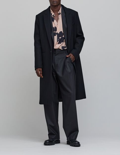 Pure Edition-Heren lange zwarte wollen jas Pure Edition-Heren lange zwarte wollen jas - IKKS