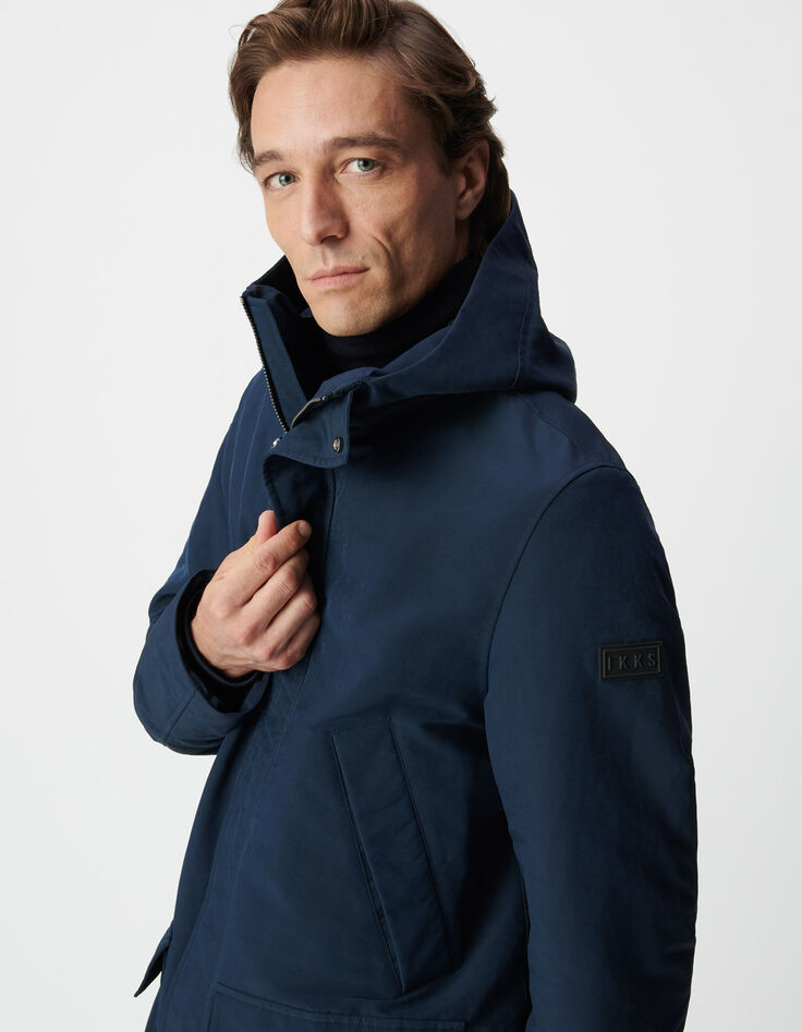 Herenparka met fleecevoering in marineblauw-4