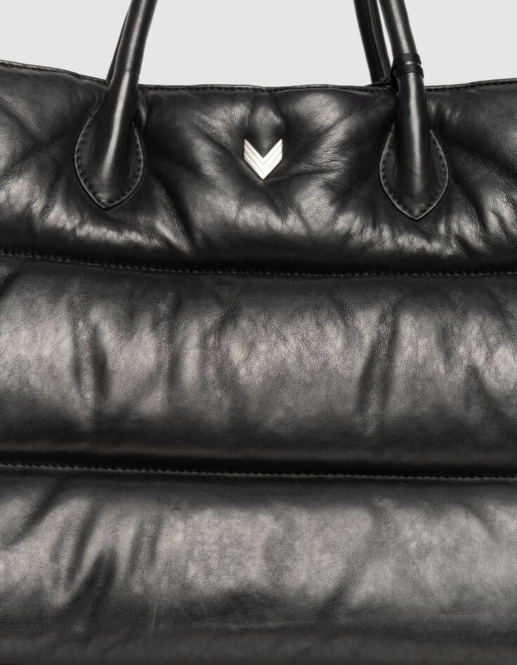 Cabas noir cuir matelassé Femme-4