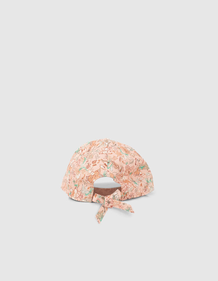 Gorra melocotón estampado floral bordado niña-3