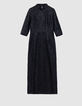 Robe midi noire dentelle effet enduit Femme-6