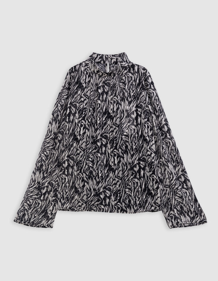 Women's ivory zebra lurex print blouse-4