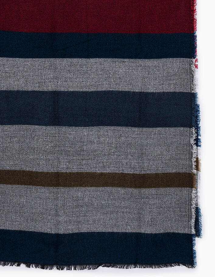 I.Code navy blue Jacquard multi-colour striped scarf - I.CODE