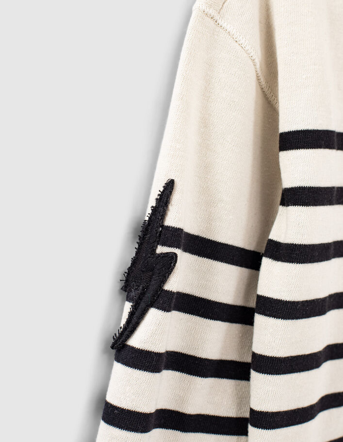 Girls’ ecru sailor top with black stripes and badges-4