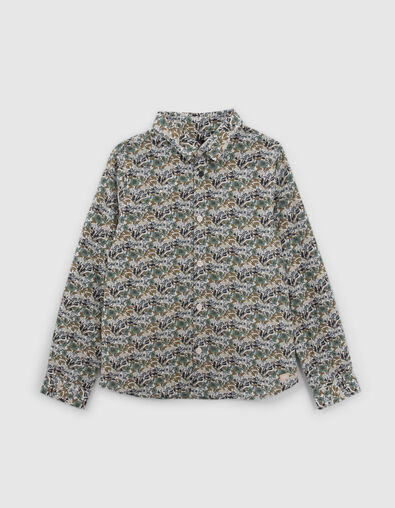Chemise kaki imprimé fleurs vertes garçon - IKKS