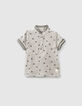 Baby boys’ medium grey marl mini motif polo shirt -1