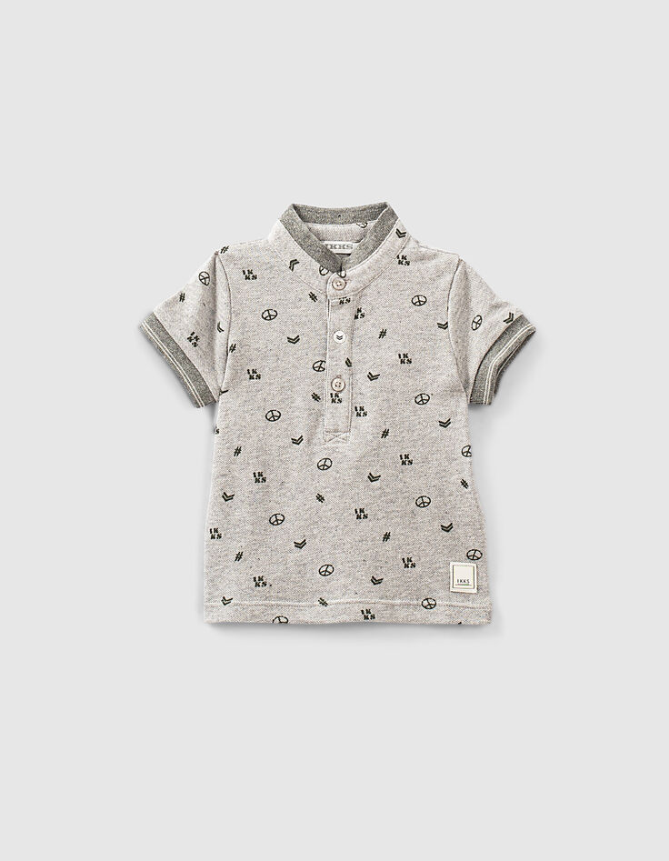 Baby boys’ medium grey marl mini motif polo shirt -1
