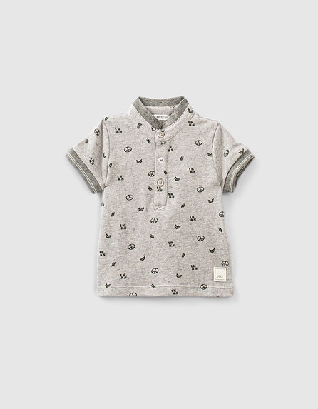 Mittelgraues Poloshirt mit dezentem Print für Babyjungen 