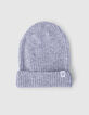 Girls’ medium grey marl rib knit beanie-1