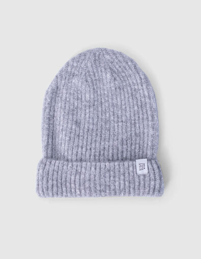 Girls’ medium grey marl rib knit beanie - IKKS
