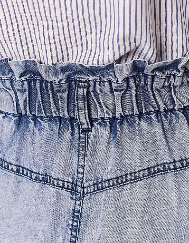 Blauer, weiter Damenrock aus Tencel® mit Acid Wash-Optik-5